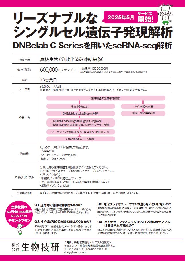 scRNA-seq解析（シングルセル遺伝子発現解析）