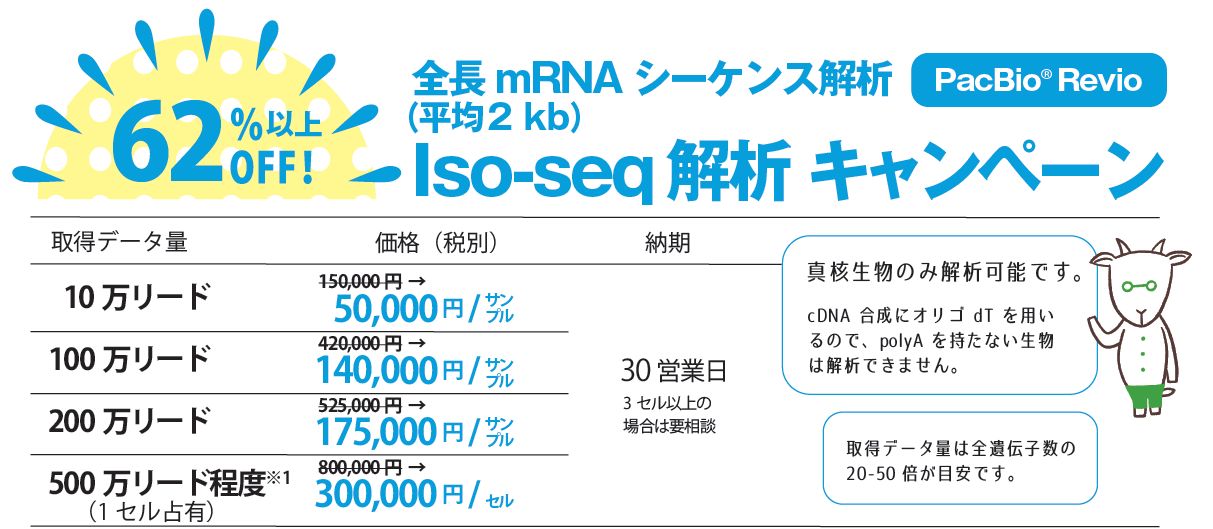 Iso-seq解析が安い