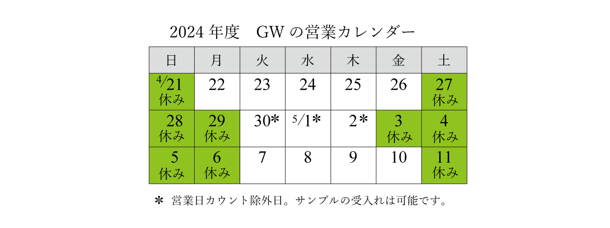 2024GWスケジュール